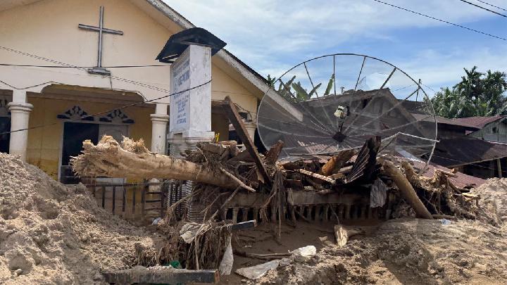 Kondisi pascabanjir wilayah di Desa Hotagodang , Batangtoru, Tapanuli Selatan, 30 November 2025. Dok. BNPB
